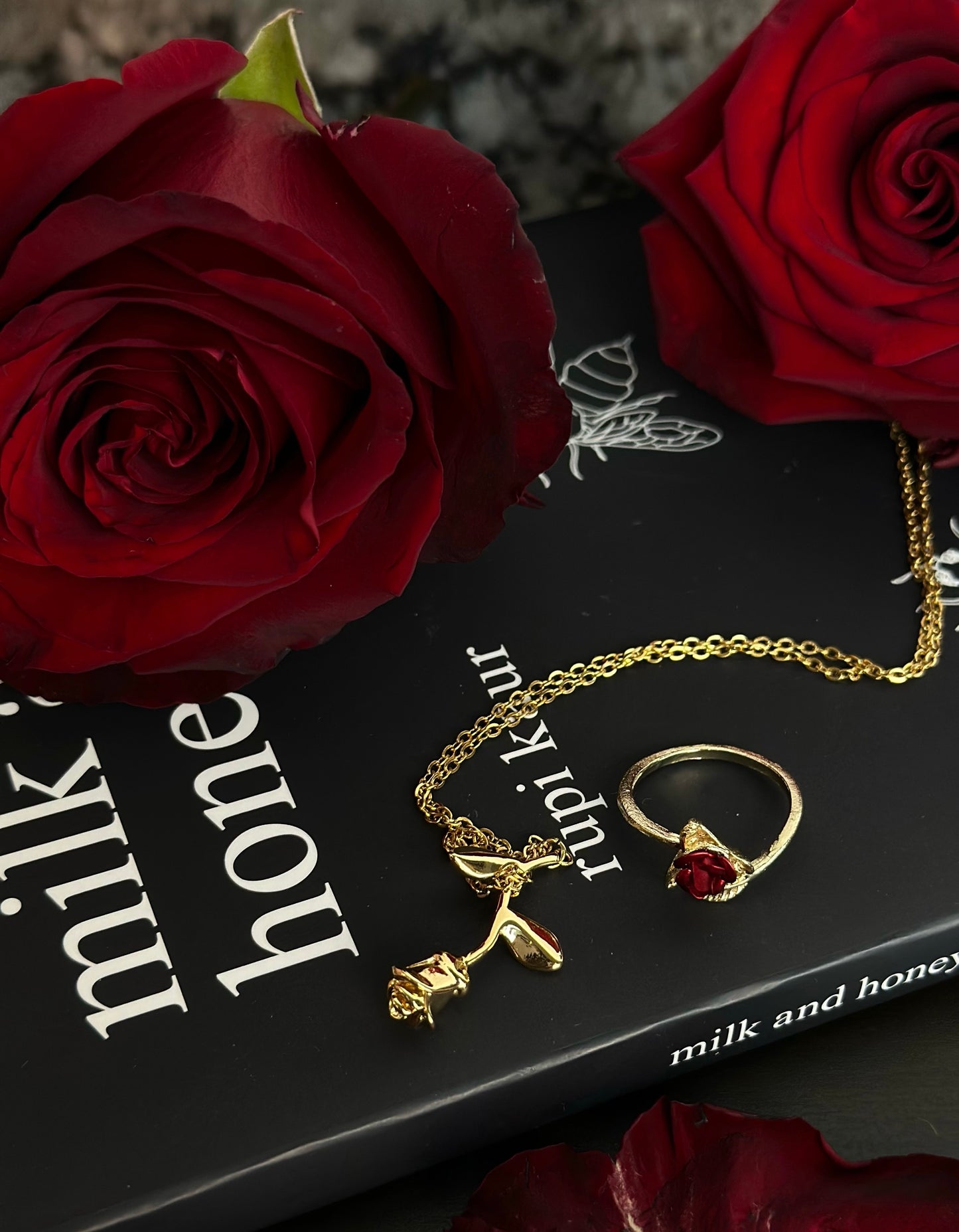 Next Chapter Rose and Necklace and Ring Set