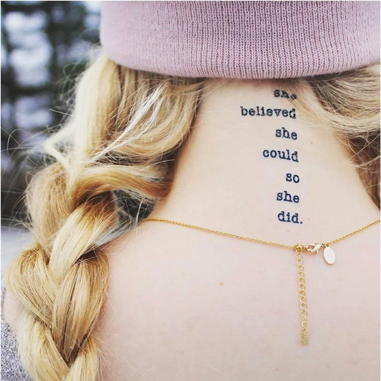 "she believed she could so she did" Manifestation Tattoo 2-Pack
