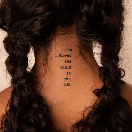 "she believed she could so she did" Manifestation Tattoo 2-Pack